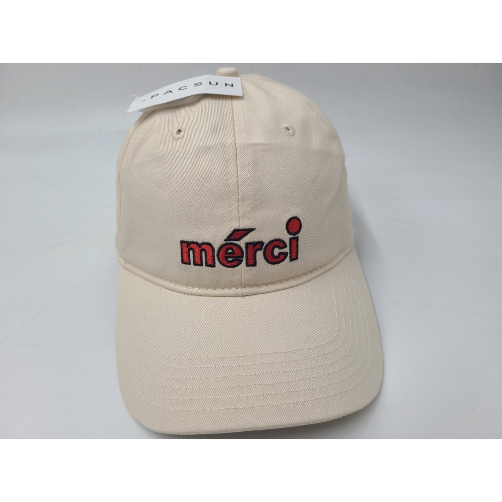 Merci Pacsun Strapback Adjustable Hat Cap Cotton Casual Dad Men Women Beige Red